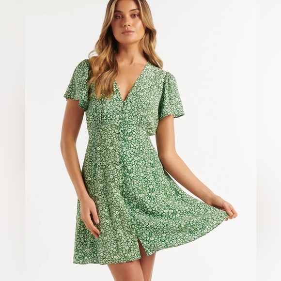 Evernew Mae Flutter-Sleeve Mini Dress - Picture 1 of 8